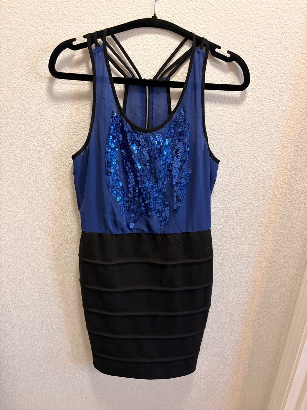 Forever 21 Blue and Black Sequin Bodycon Dress